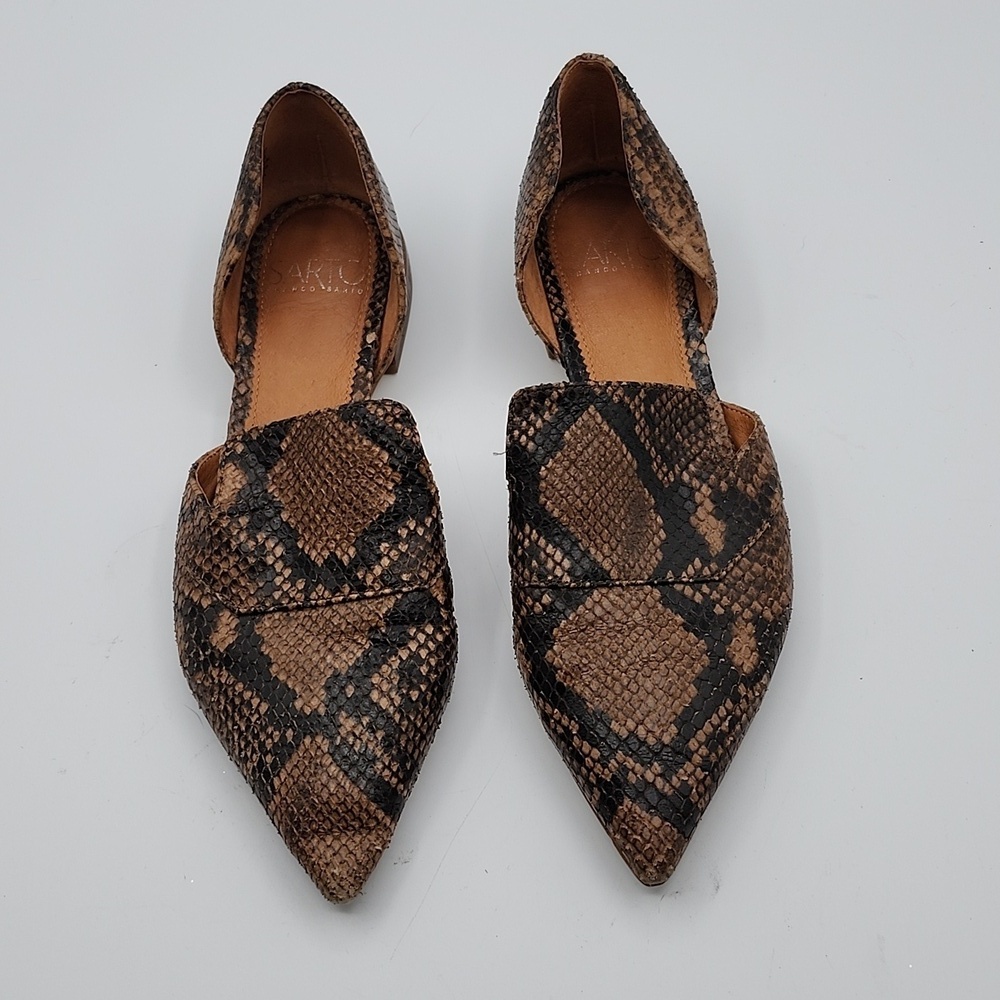 EUC Franco Sarto Snake Print Leather Toby D'Orsay Slip-on Flats/Sz. 7.5M